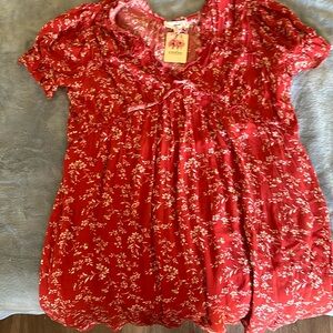 NWT Entro V Neck Baby Doll Dress With Puff Sleeves